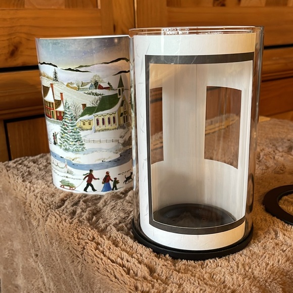 Partylite Express it Votive Luminary/Hurricane.2 inserts:Snow scene/pictures-NIB - Picture 4 of 11
